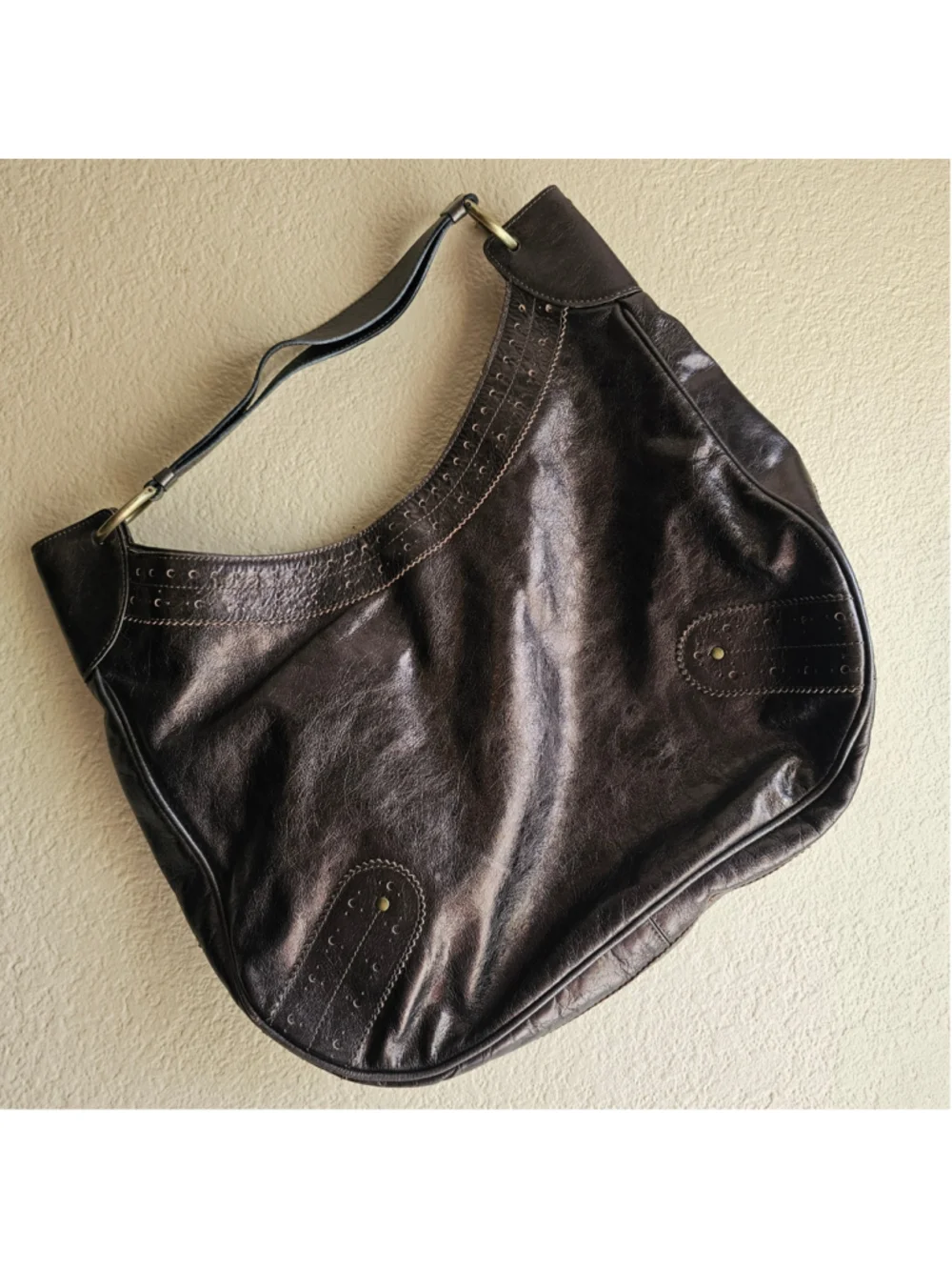 Burberry Metallic Bronze Leather Hobo Shoulder Bag